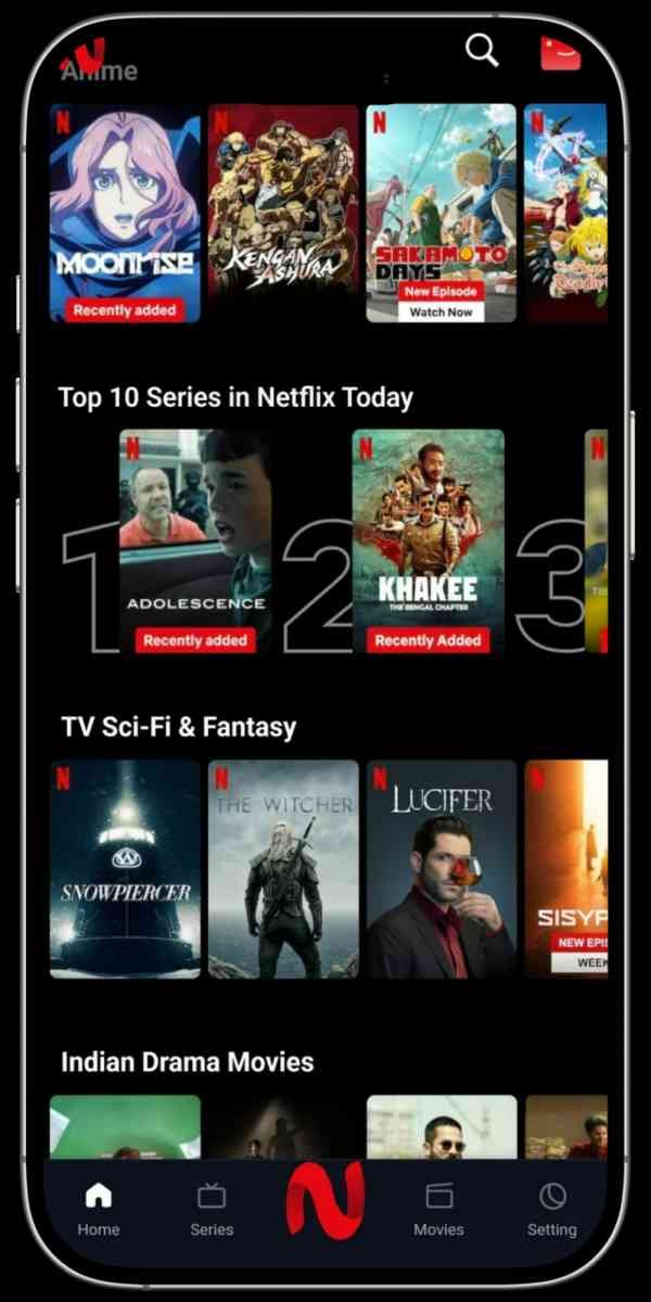 Screenshots of NetFlix Mirror App 2