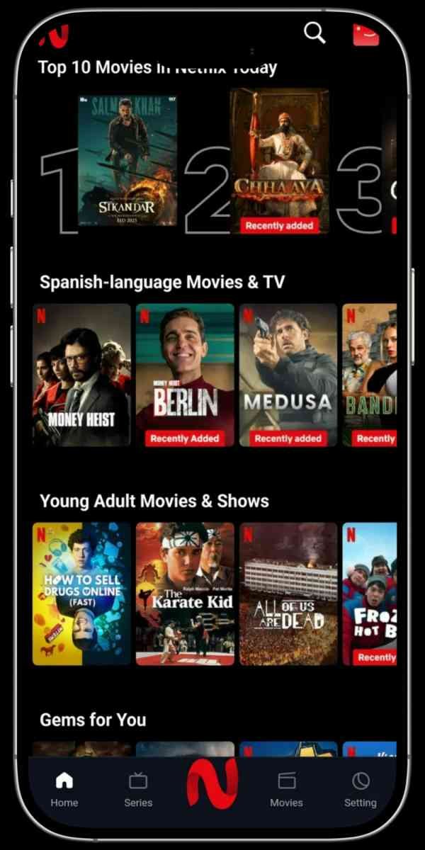 Screenshots of NetFlix Mirror App 3